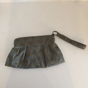 Maruca Women Wristlet Wallet Zipper Pouch Fabric Handmade Olive Green Flat Small